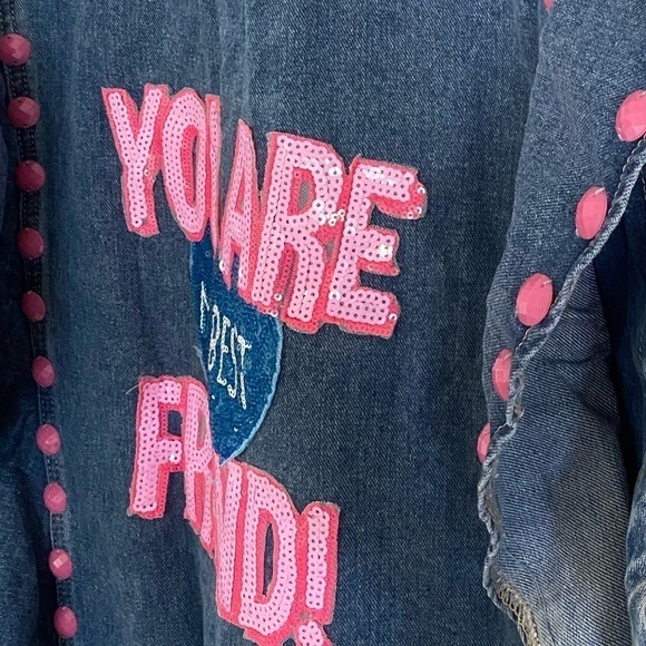 Lisette Embellished Ruffle Denim Vest Oversized Urban Streetwear NWT Y2K - Picture 10 of 13